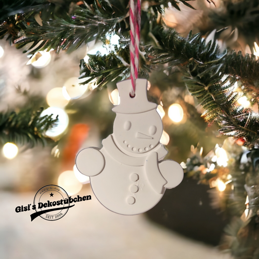 Schneemann, Keramik Weihnachten, Christbaumschmuck, Wohndeko Gegossener Schneemann, Weihnachtsanhäng