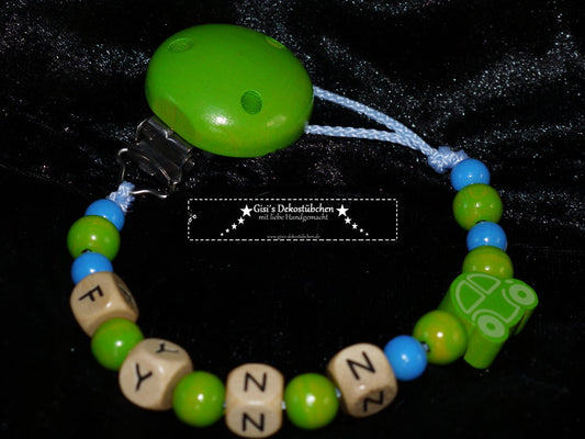 Schnullerkette Auto GRÜN BLAU