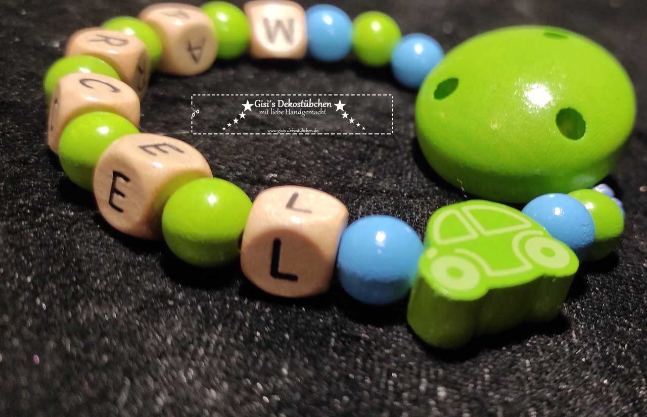 Schnullerkette Auto GRÜN BLAU