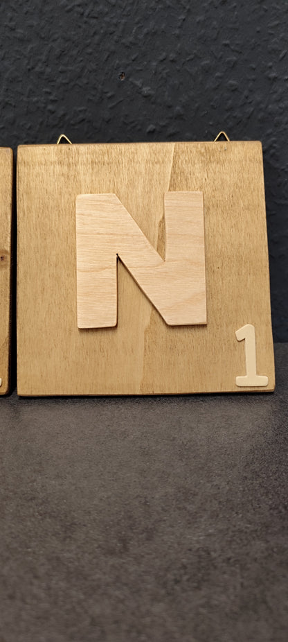 Scrabble - Wanddeko groß 15x15 cm "Braun"