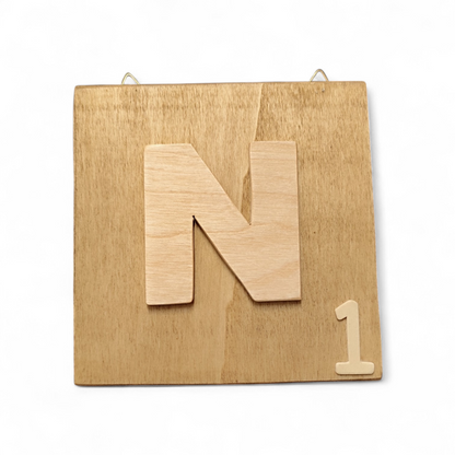 Scrabble - Wanddeko groß 15x15 cm "Braun"
