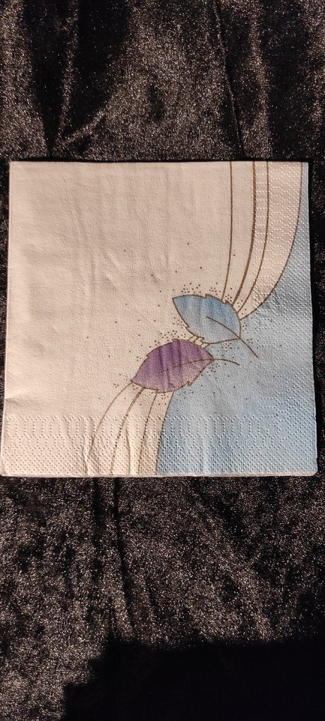 Serviette Blätter lila blau weiß