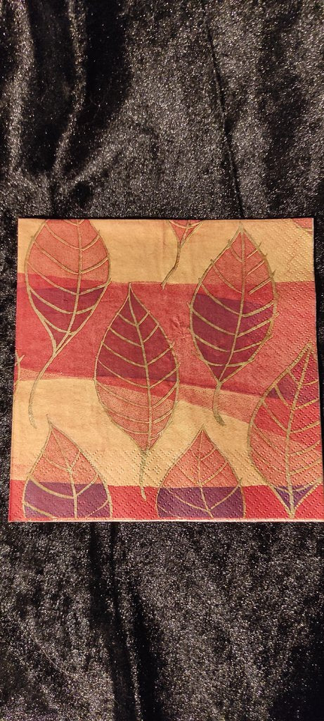 Serviette Blätter rot gold