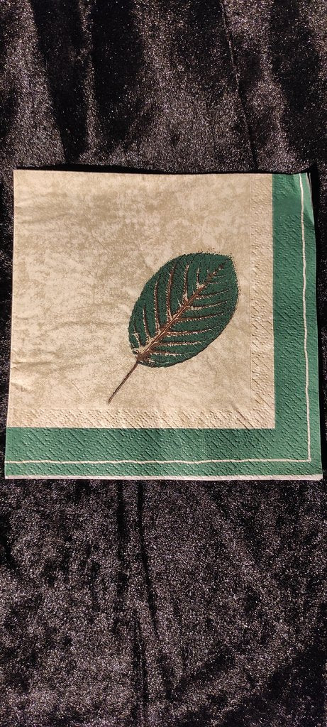 Serviette Blatt grün mit Rand