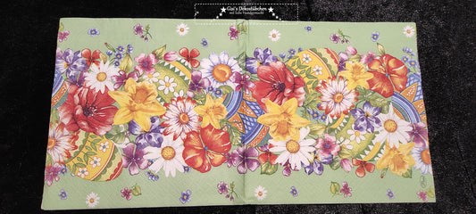 Serviette Blumen - Bordüre – Ostereier