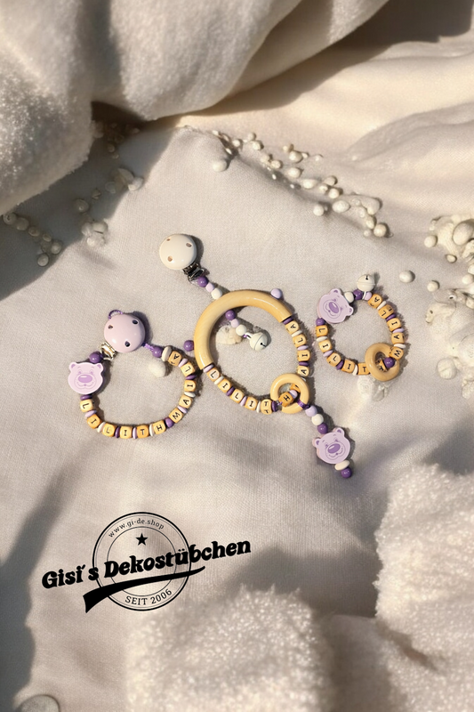 Set - Schnullerkette,Greifling,Spielclip 3 tlg.