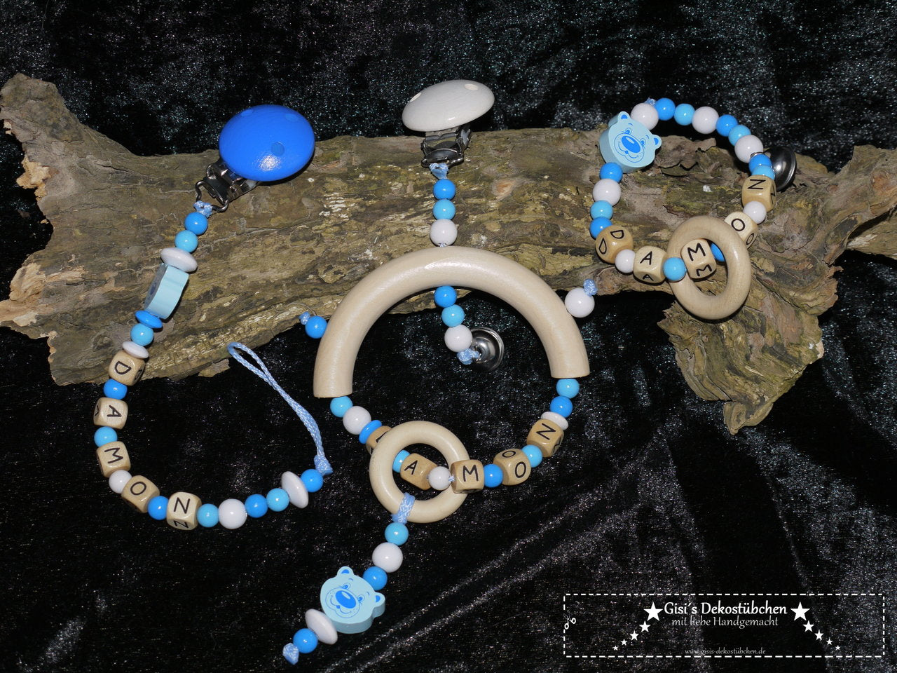 Set - Schnullerkette,Greifling,Spielclip 3 tlg.