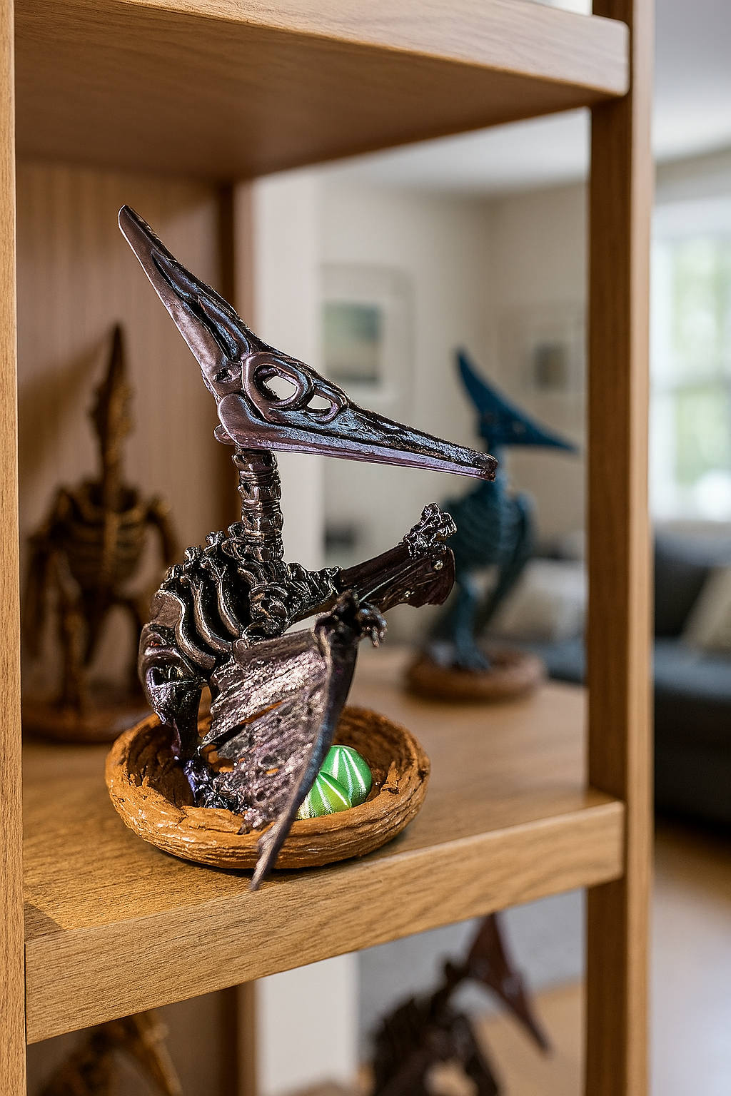 Skelett Pteranodon mit Nest und Eiern 3D