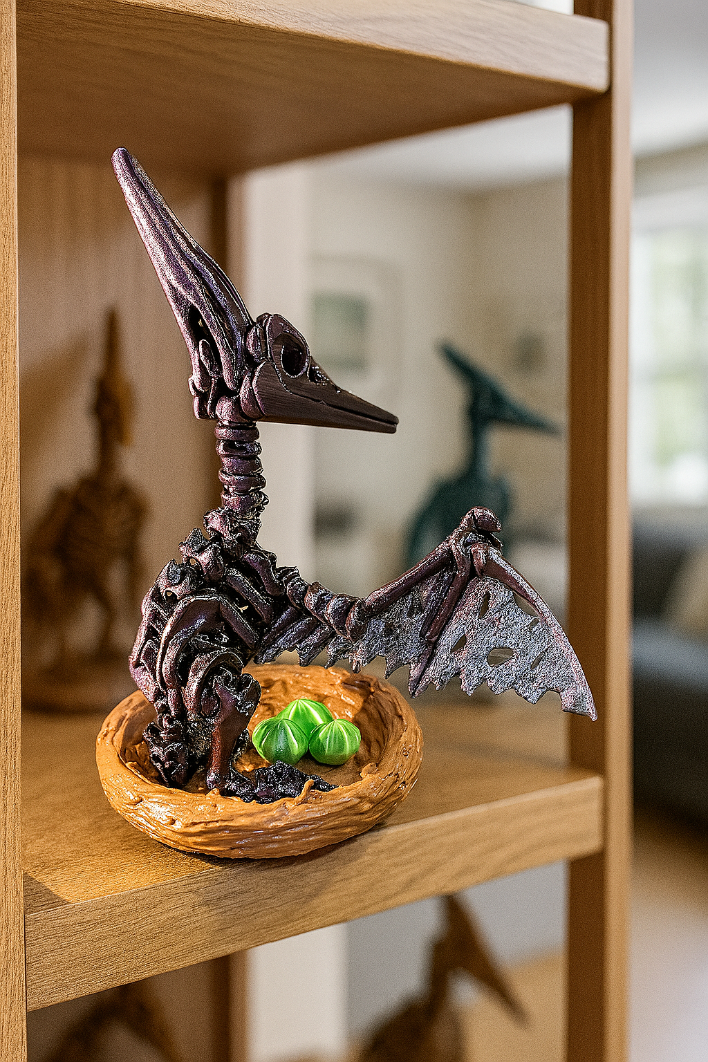 Skelett Pteranodon mit Nest und Eiern 3D