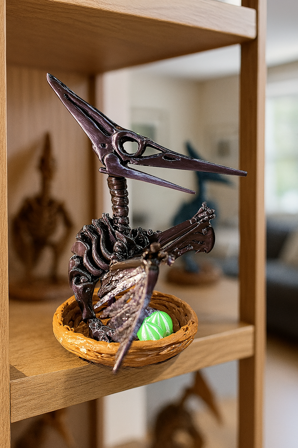 Skelett Pteranodon mit Nest und Eiern 3D