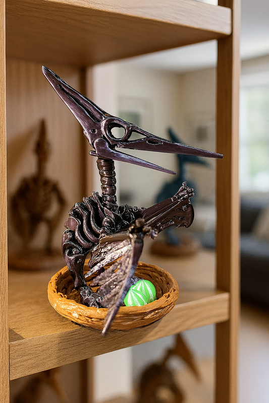 Skelett Pteranodon mit Nest und Eiern 3D
