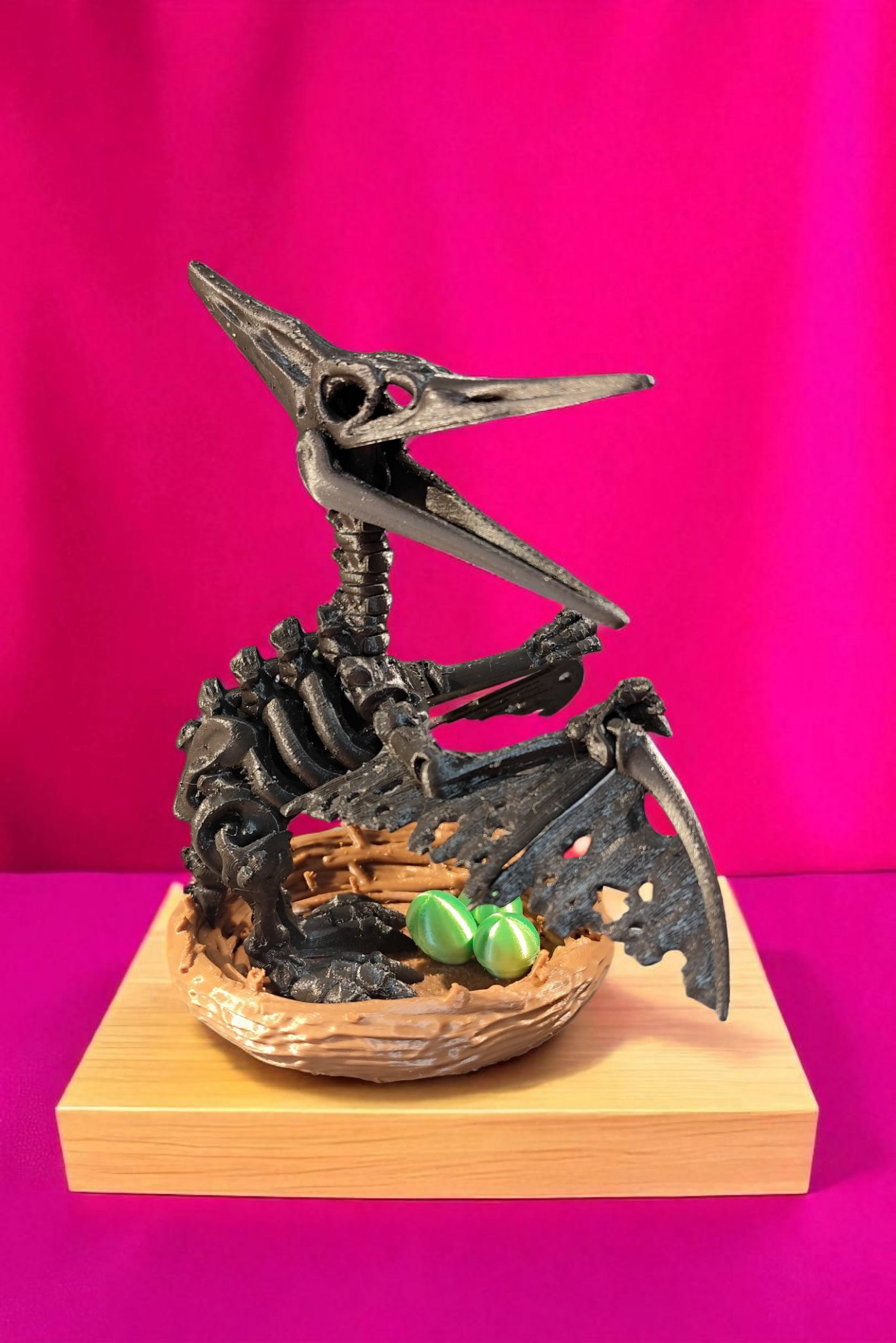 Skelett Pteranodon mit Nest und Eiern 3D