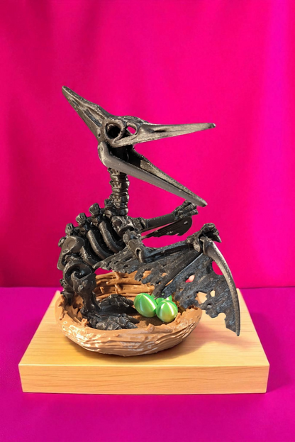 Skelett Pteranodon mit Nest und Eiern 3D