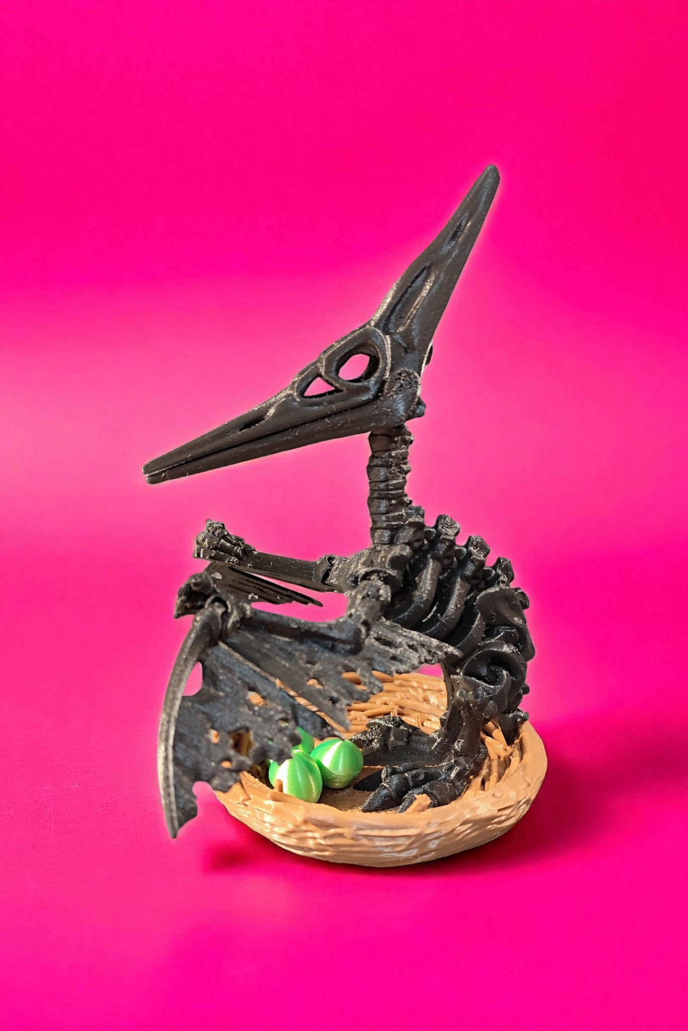 Skelett Pteranodon mit Nest und Eiern 3D