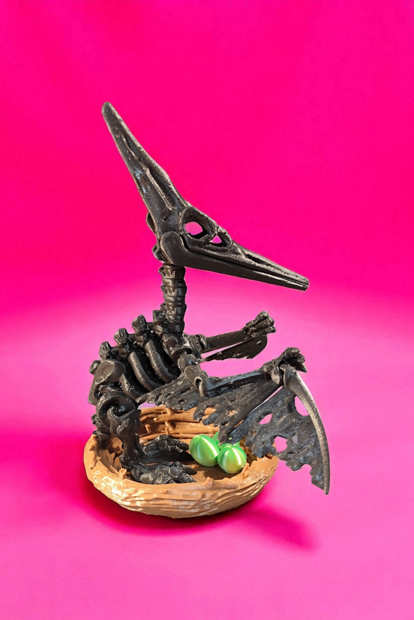 Skelett Pteranodon mit Nest und Eiern 3D