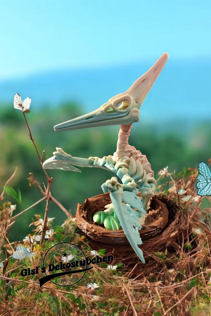Skelett Pteranodon mit Nest und Eiern 3D