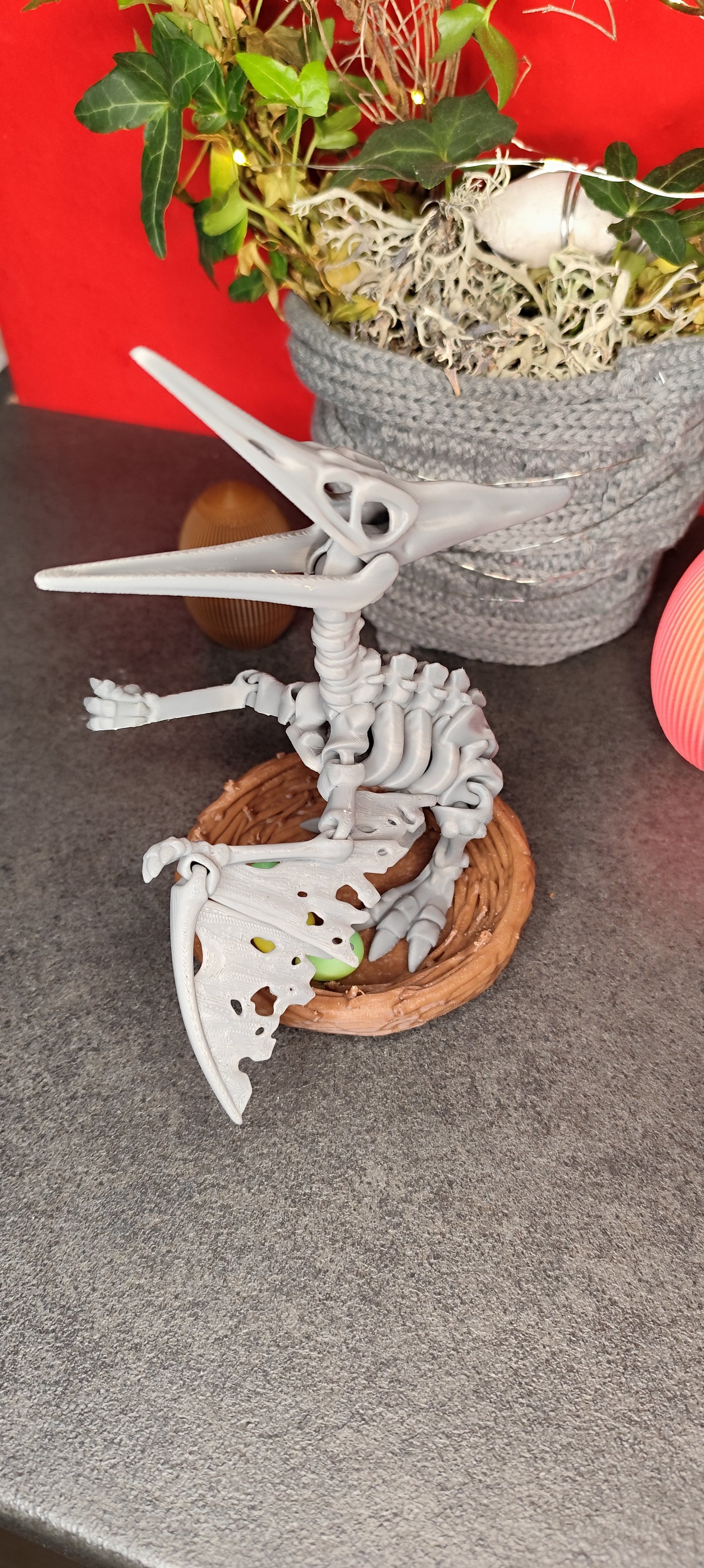 Skelett Pteranodon mit Nest und Eiern 3D