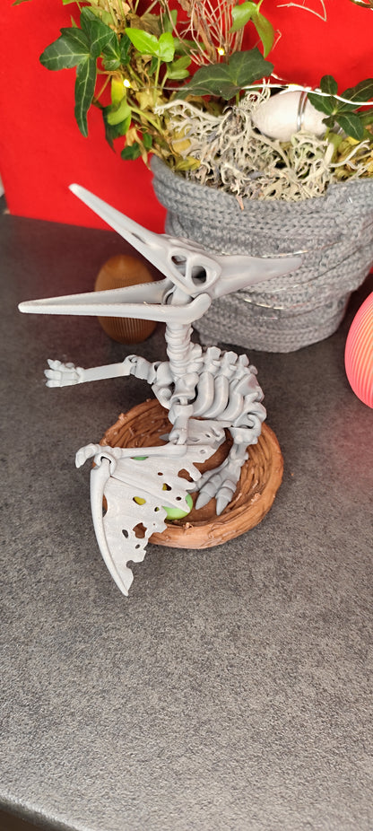 Skelett Pteranodon mit Nest und Eiern 3D