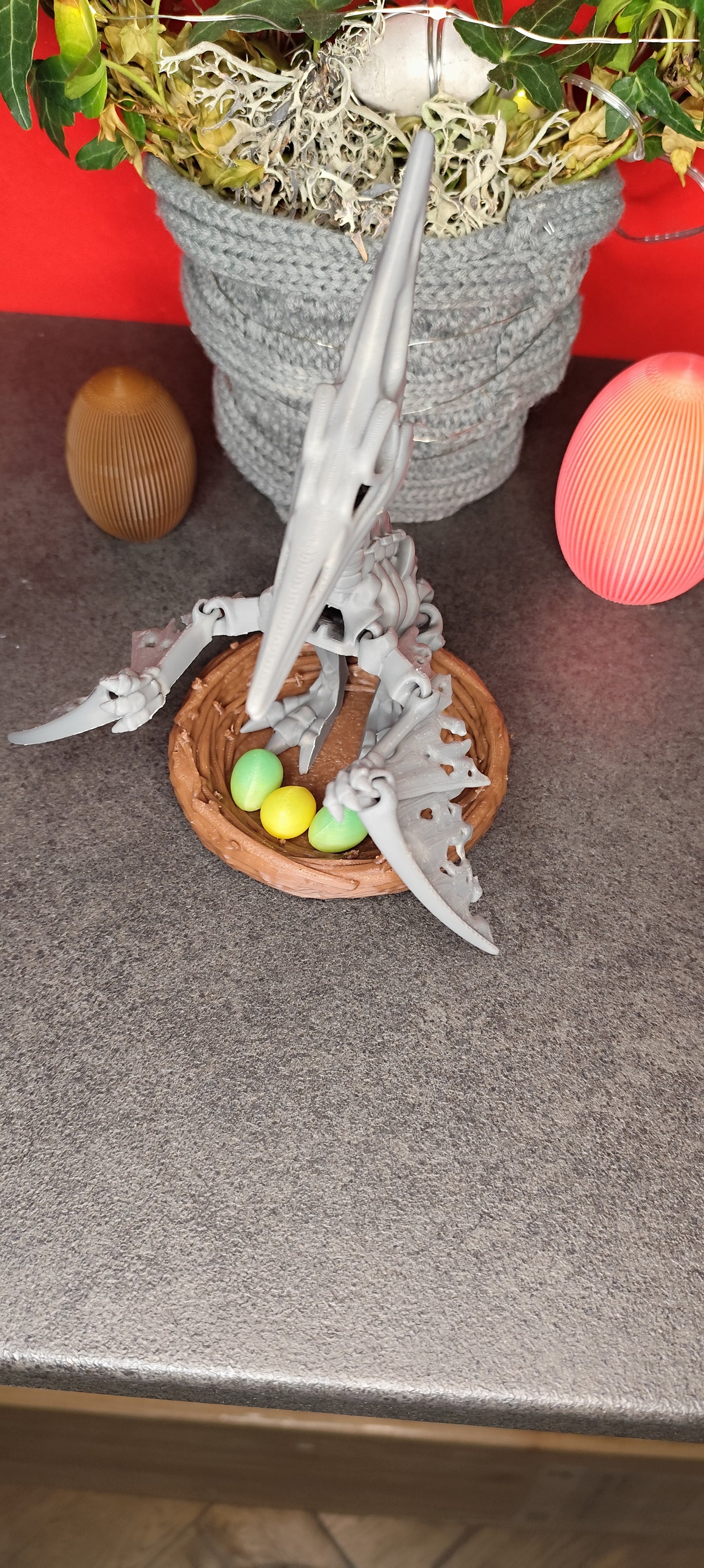 Skelett Pteranodon mit Nest und Eiern 3D