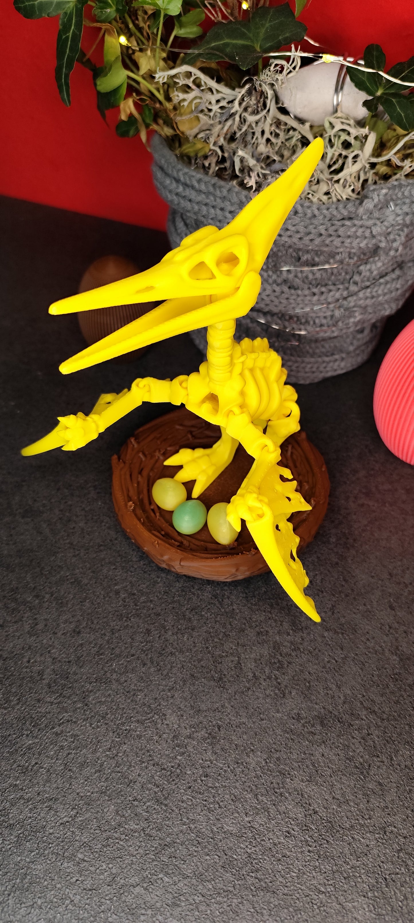 Skelett Pteranodon mit Nest und Eiern 3D