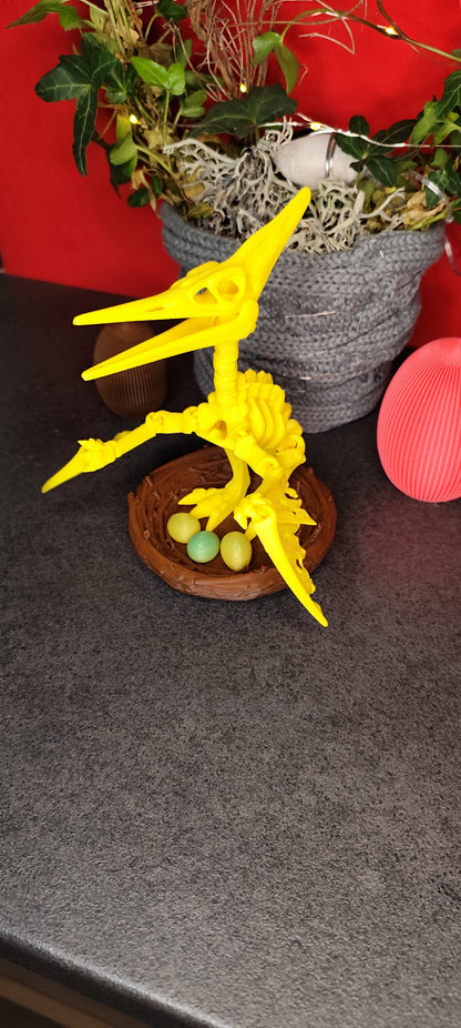 Skelett Pteranodon mit Nest und Eiern 3D