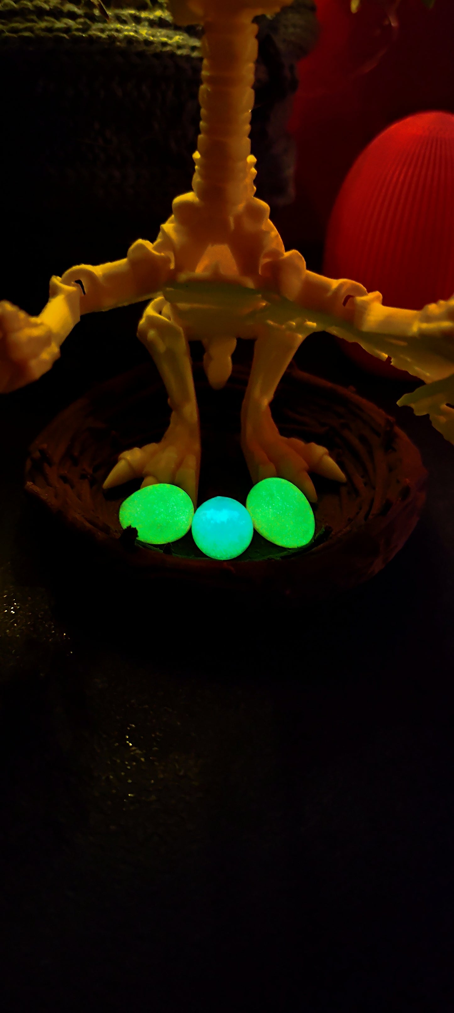 Skelett Pteranodon mit Nest und Eiern 3D