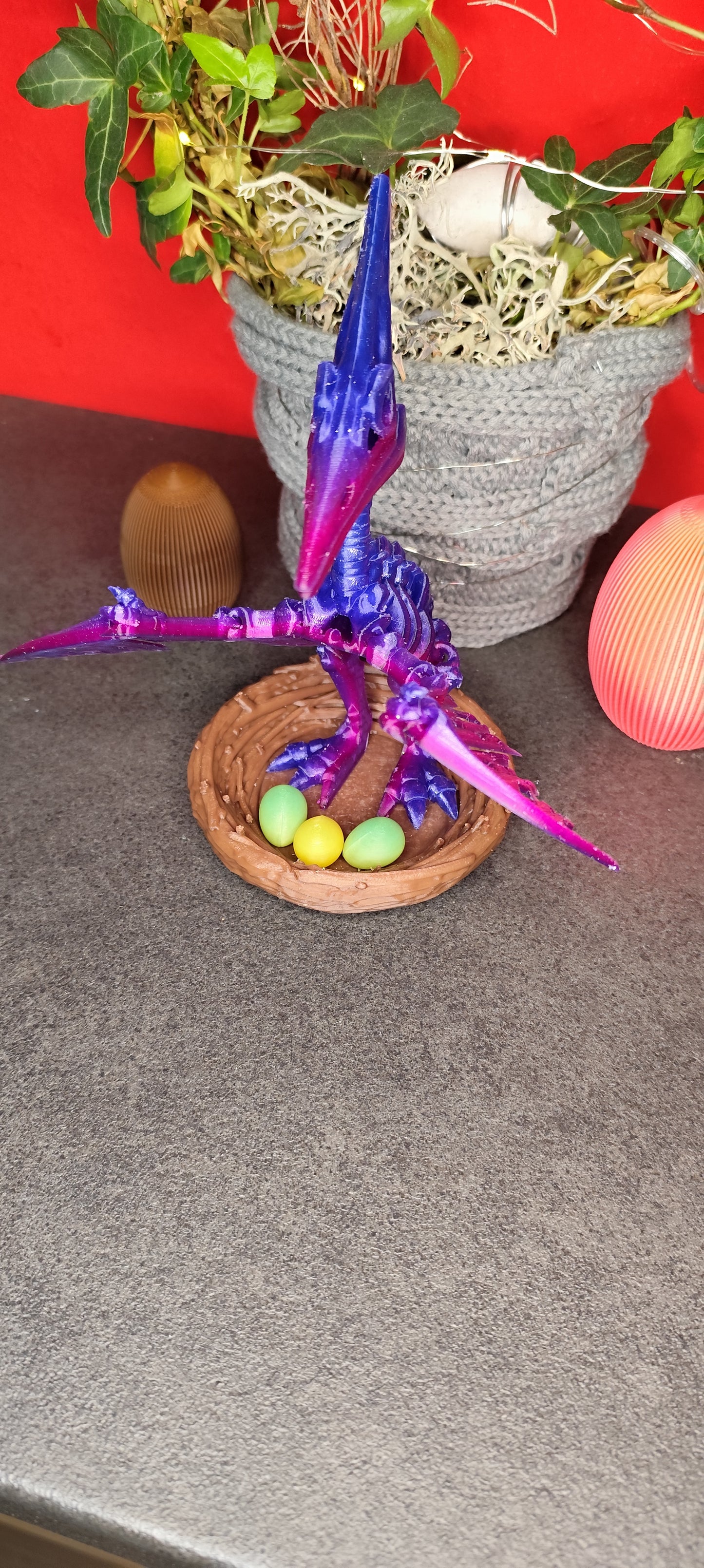 Skelett Pteranodon mit Nest und Eiern 3D