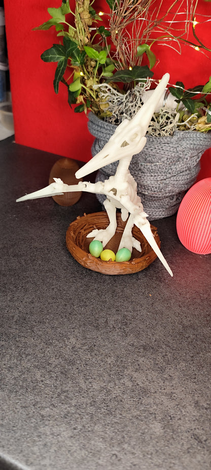 Skelett Pteranodon mit Nest und Eiern 3D