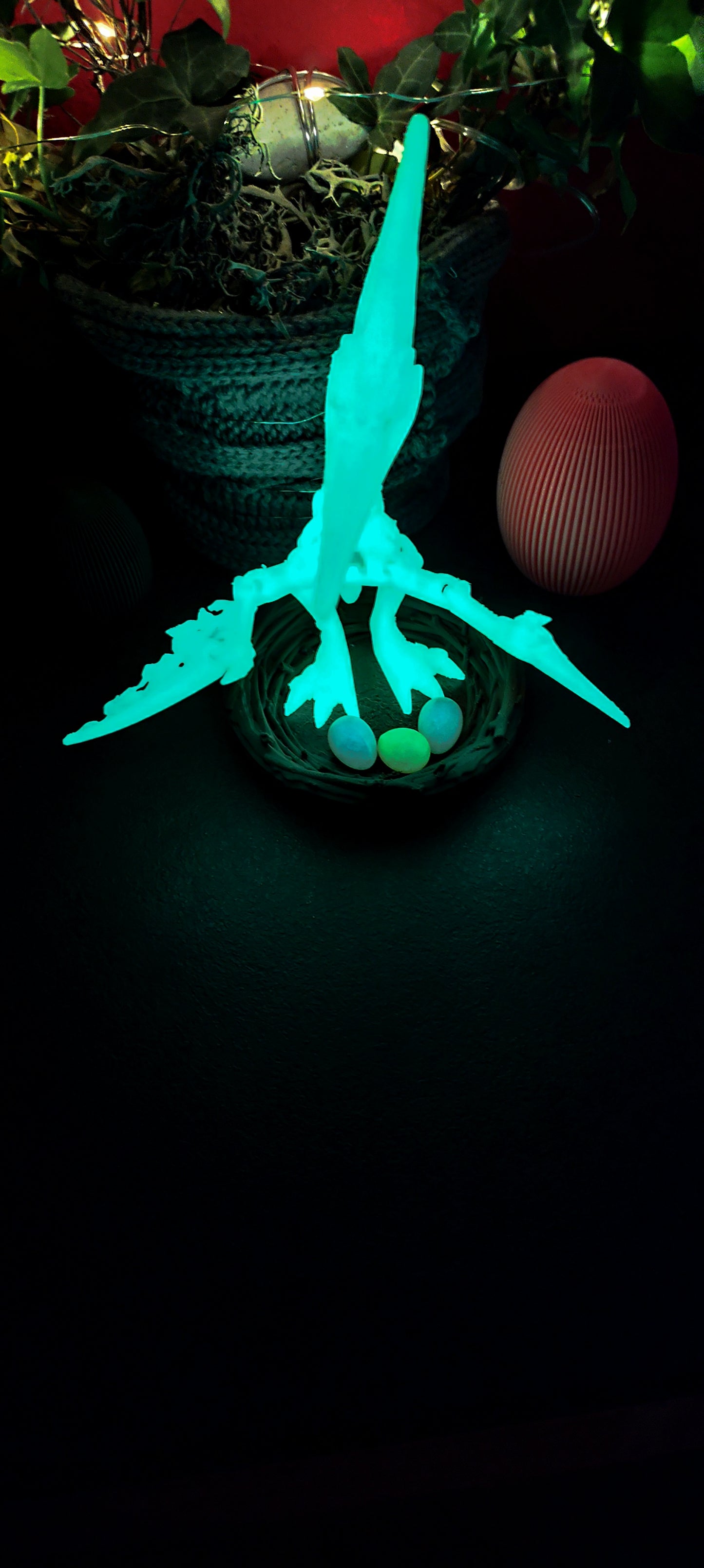 Skelett Pteranodon mit Nest und Eiern 3D