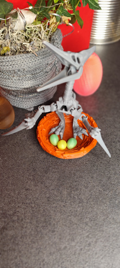 Skelett Pteranodon mit Nest und Eiern 3D