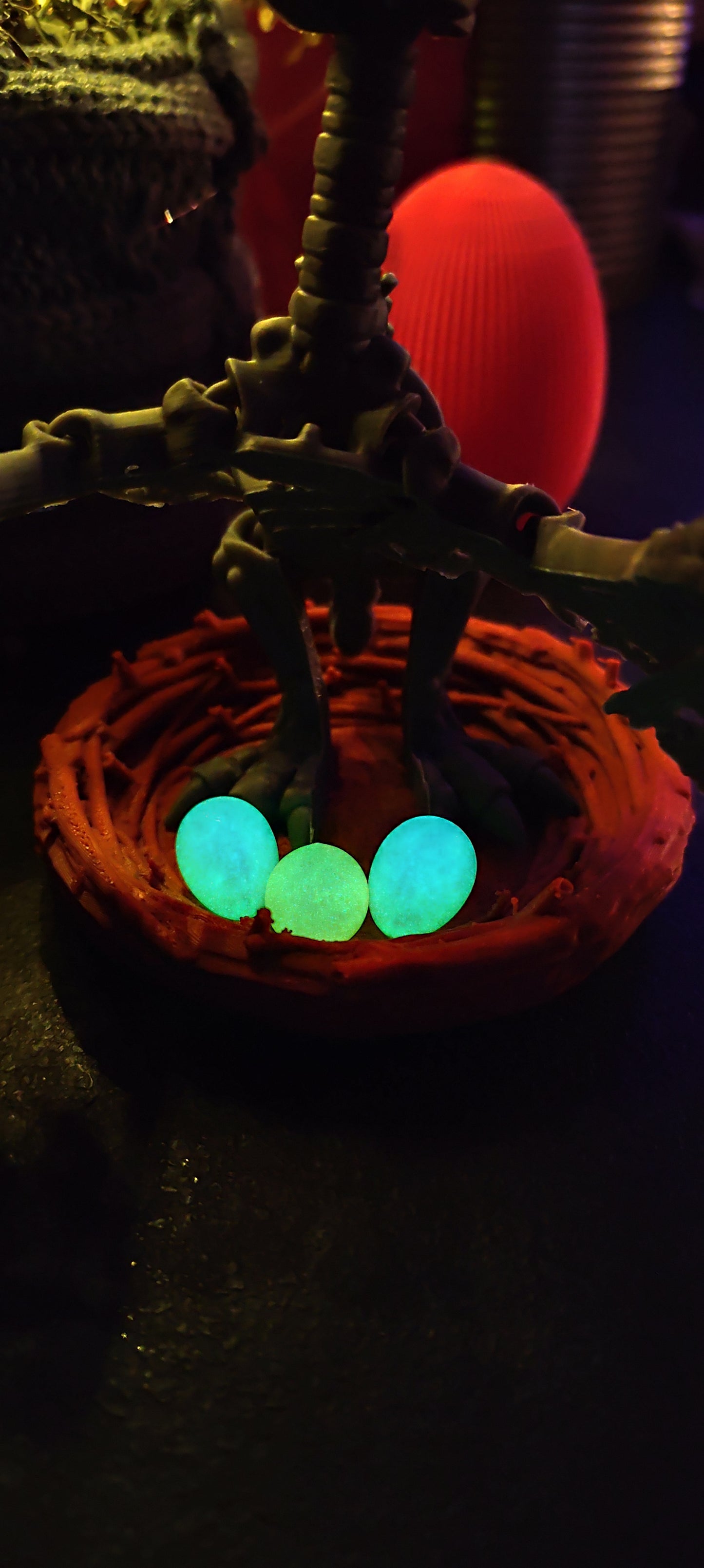 Skelett Pteranodon mit Nest und Eiern 3D
