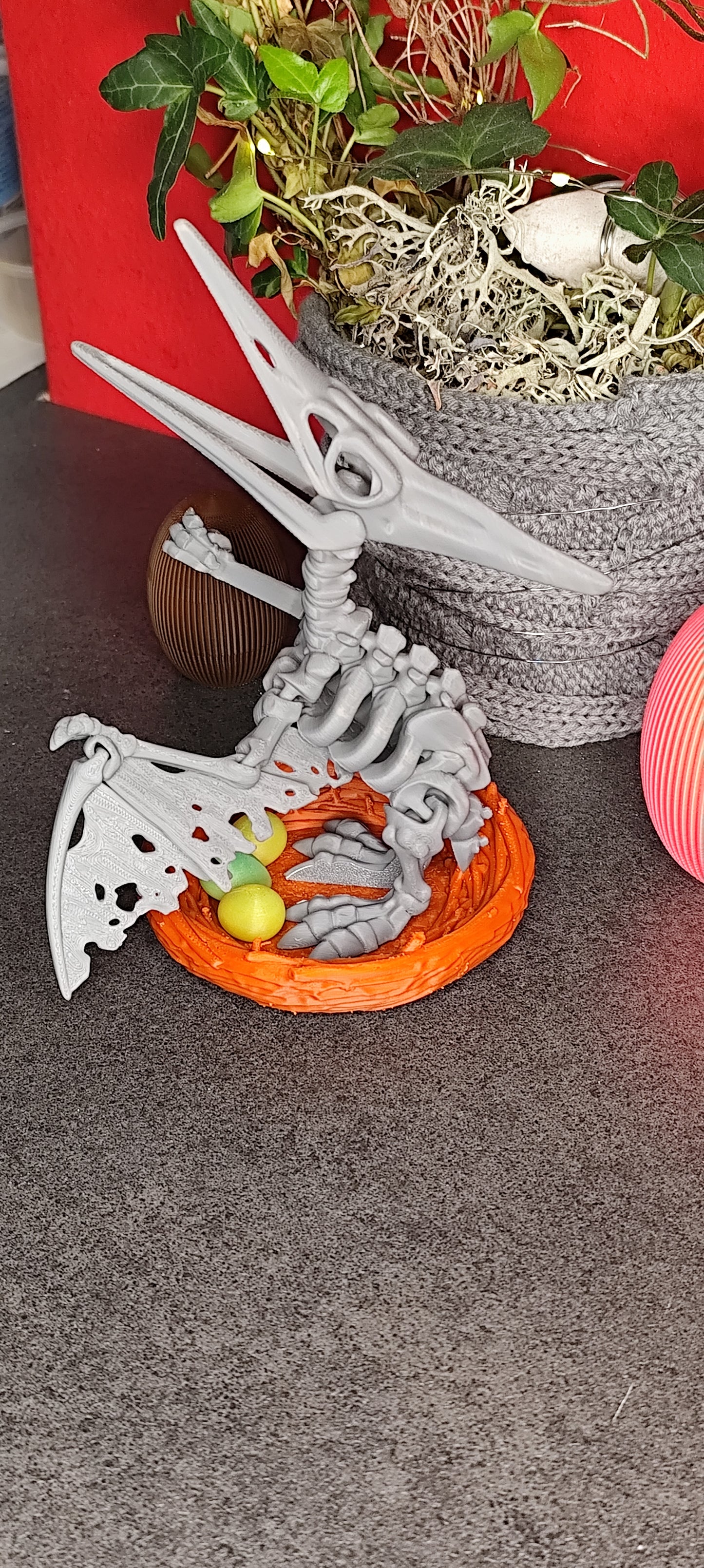Skelett Pteranodon mit Nest und Eiern 3D