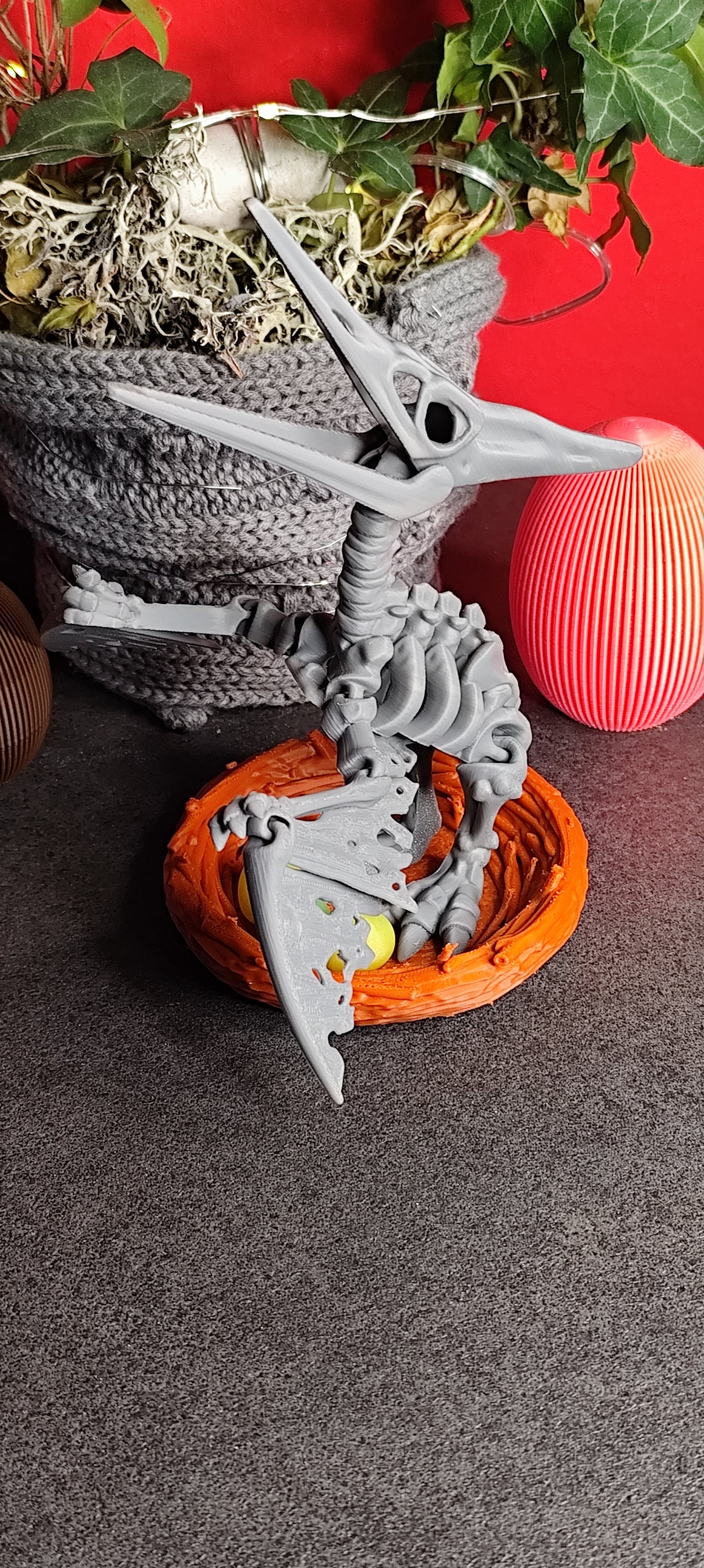 Skelett Pteranodon mit Nest und Eiern 3D