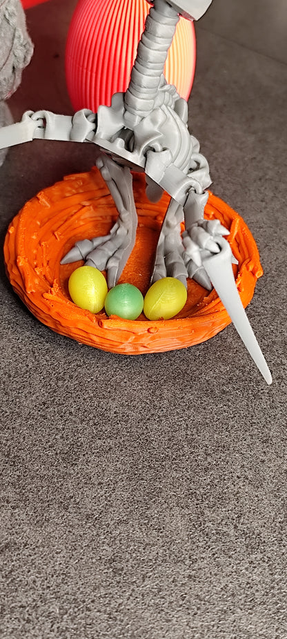 Skelett Pteranodon mit Nest und Eiern 3D