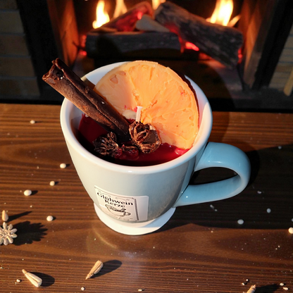 Sojawachs Glühwein Kerze im Becher – Winterlicher Duft mit Orange, Zimt & Sternanis