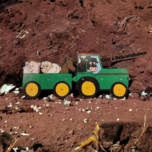 Traktor mit Bauernhoftieren" Wandlampe mit LED