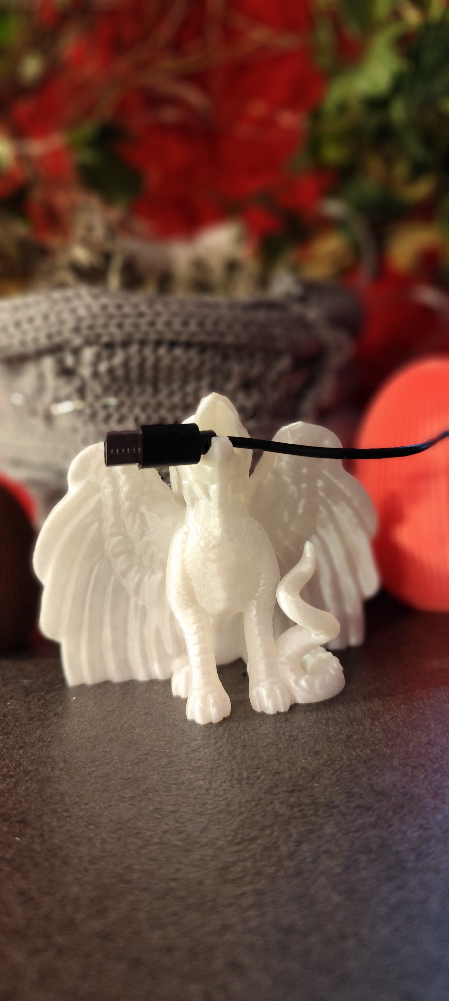 USB-Kabelhalter Drache – 3D-Druck – PLA – Schreibtisch-Deko – Wunschfarbe