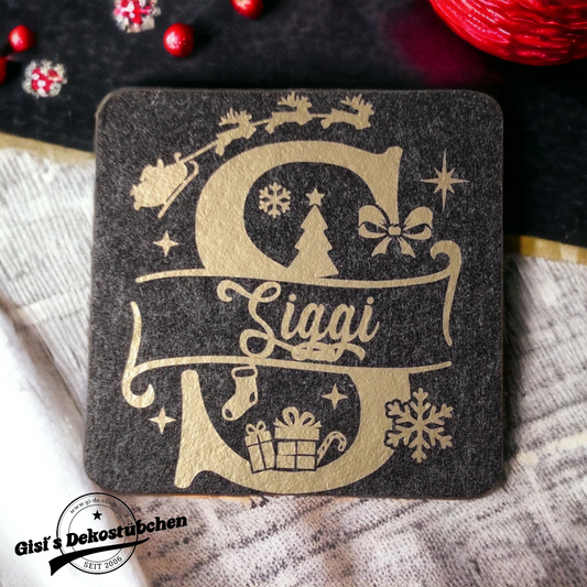 Weihnachtliche Filz Untersetzer mit Namen