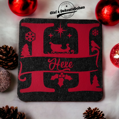 Weihnachtliche Filz Untersetzer mit Namen