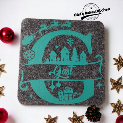 Weihnachtliche Filz Untersetzer mit Namen