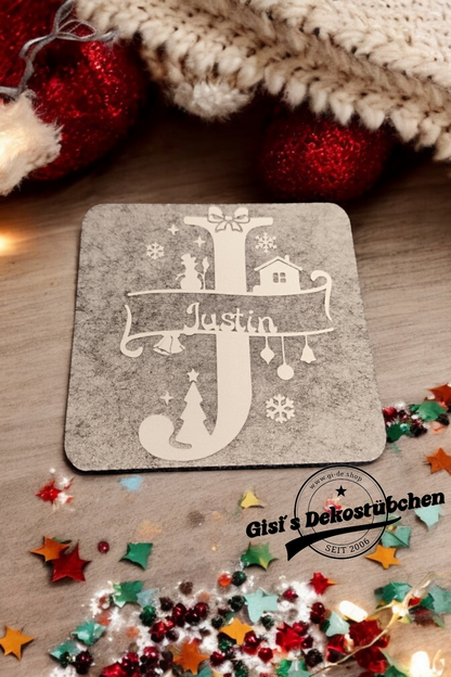 Weihnachtliche Filz Untersetzer mit Namen