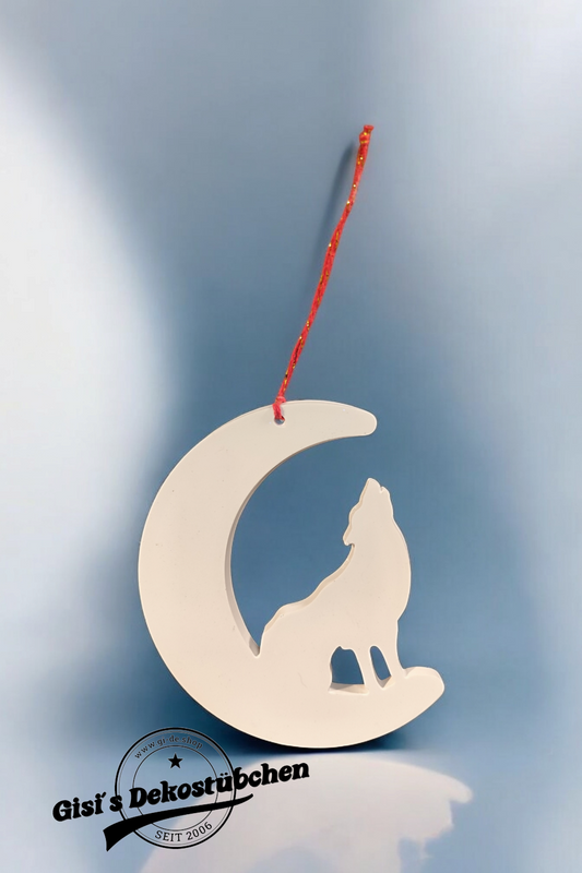 Wolf Mond Dekoration Keramik