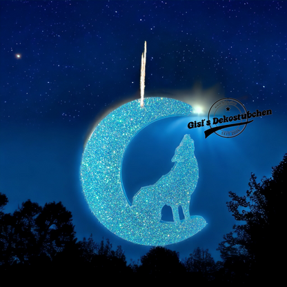 Wolf Mond Dekoration Resin Wunschfarbe