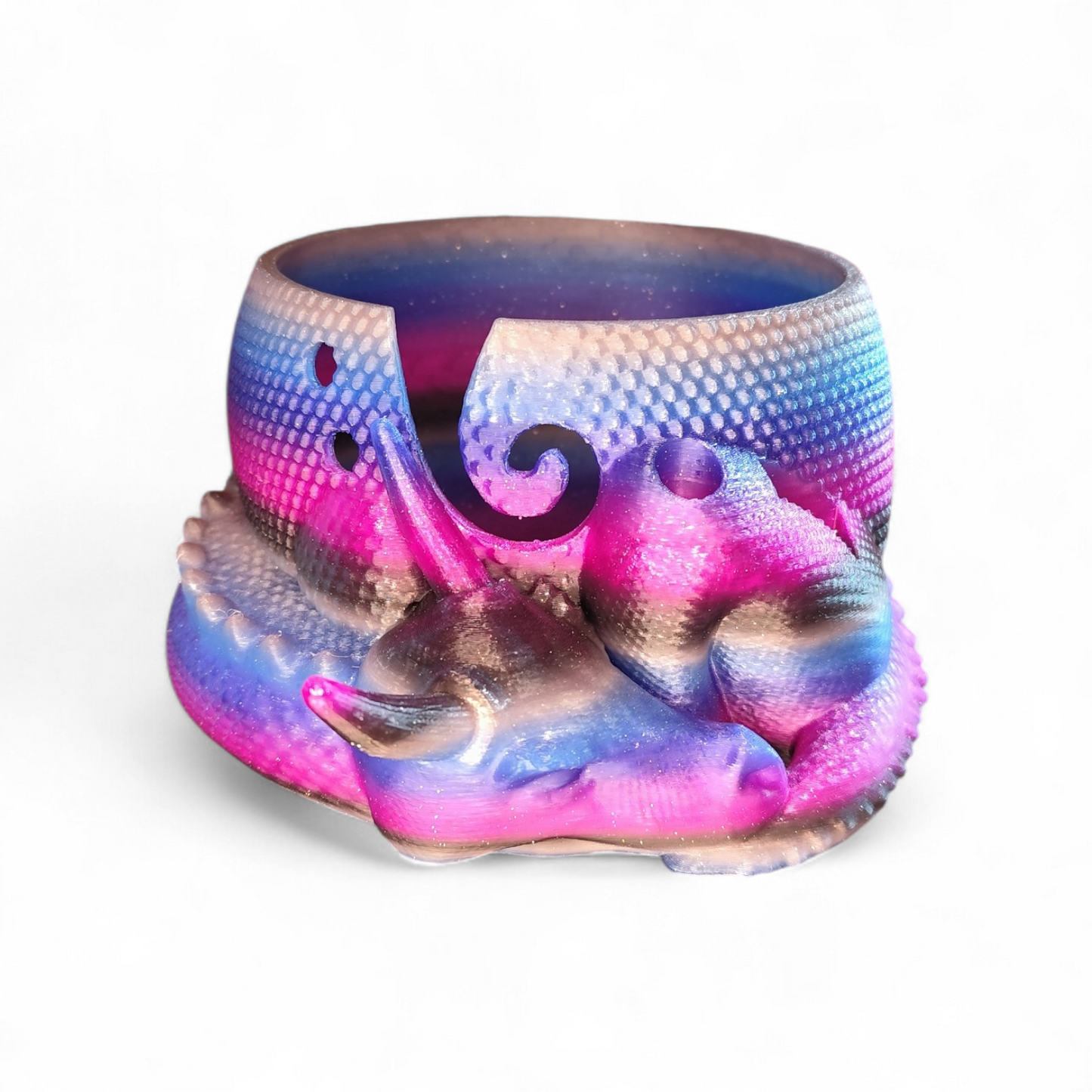 Wollhalter Drache 3D Druck – Wollschale mit Halter für Häkelnadel & Schere