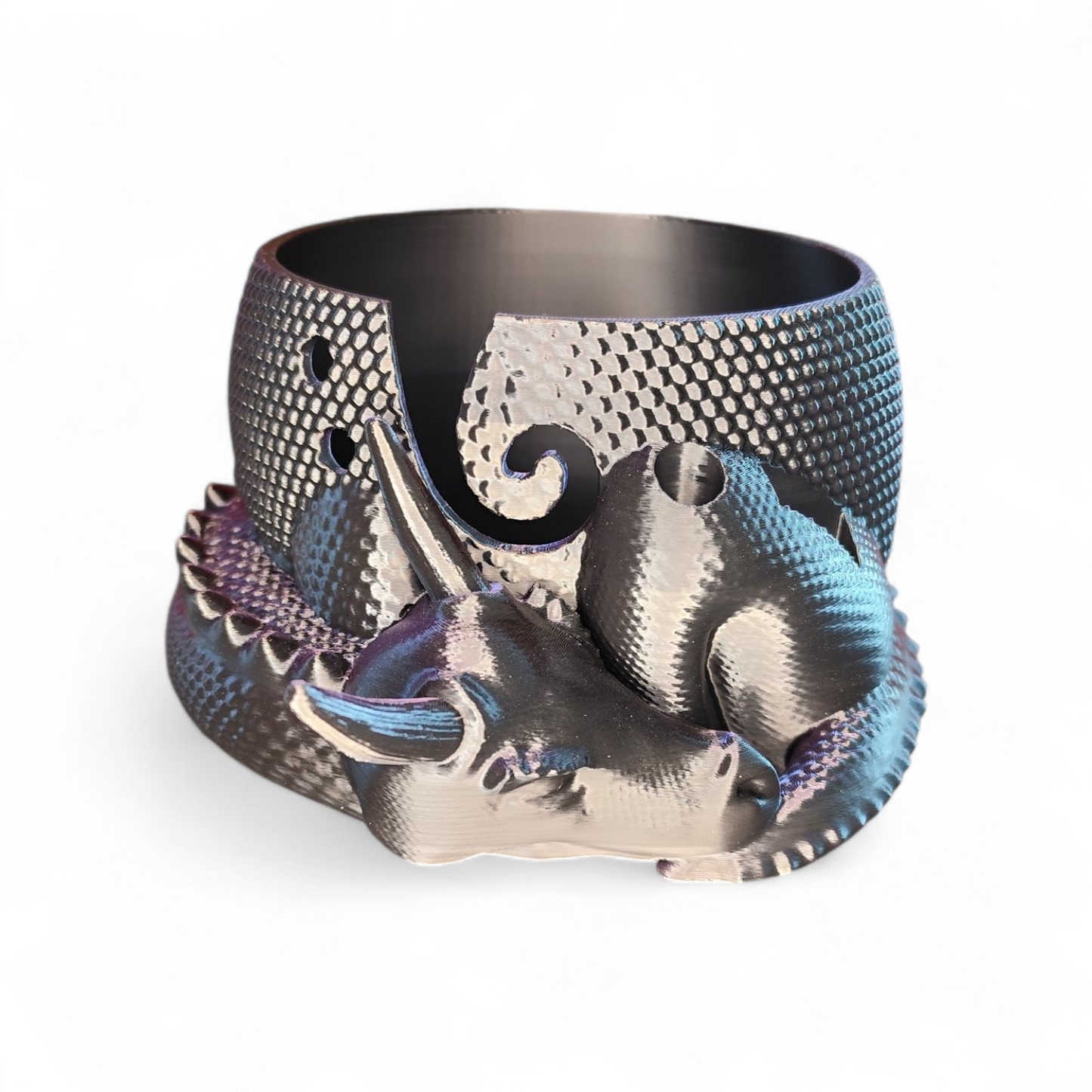 Wollhalter Drache 3D Druck – Wollschale mit Halter für Häkelnadel & Schere