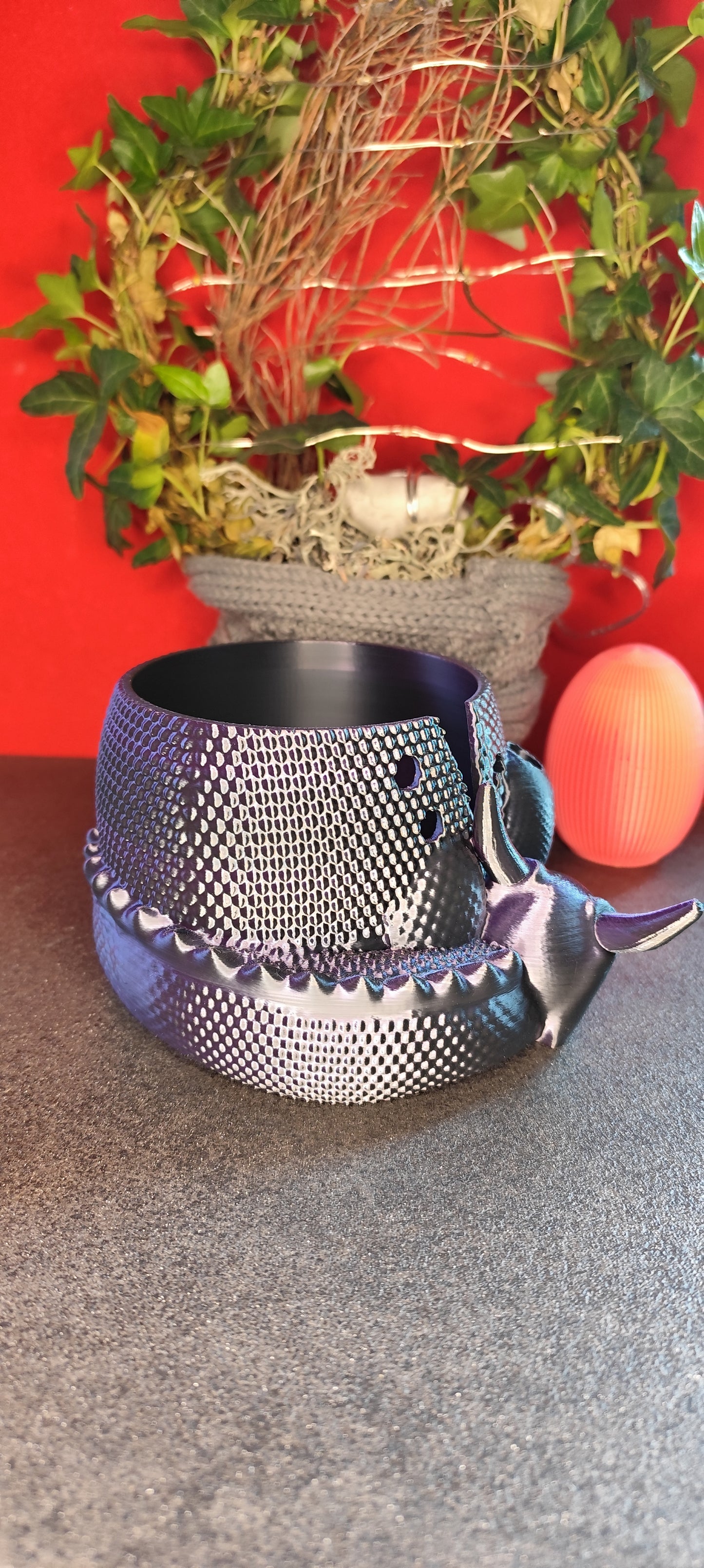 Wollhalter Drache 3D Druck – Wollschale mit Halter für Häkelnadel & Schere