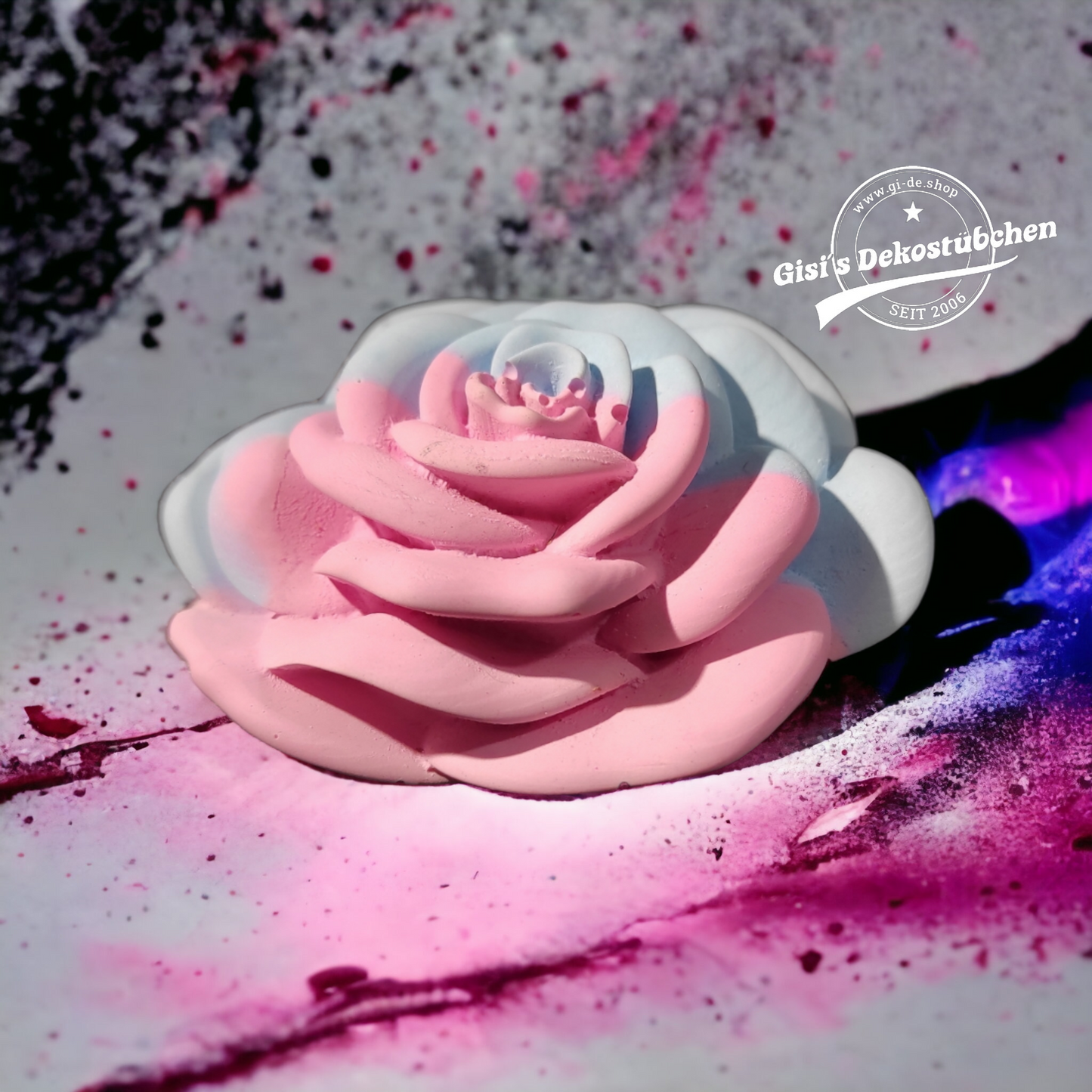 Wunderschöne Keramik Rose in Pastellfarben