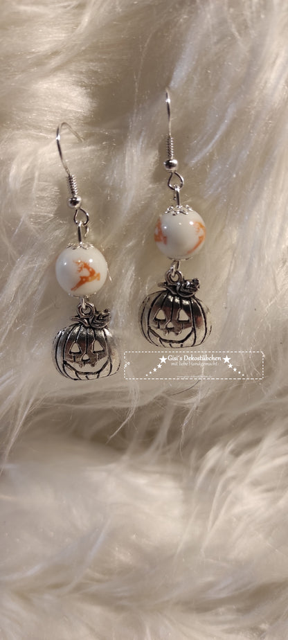 silberne Kürbis Ohrringe für Halloween