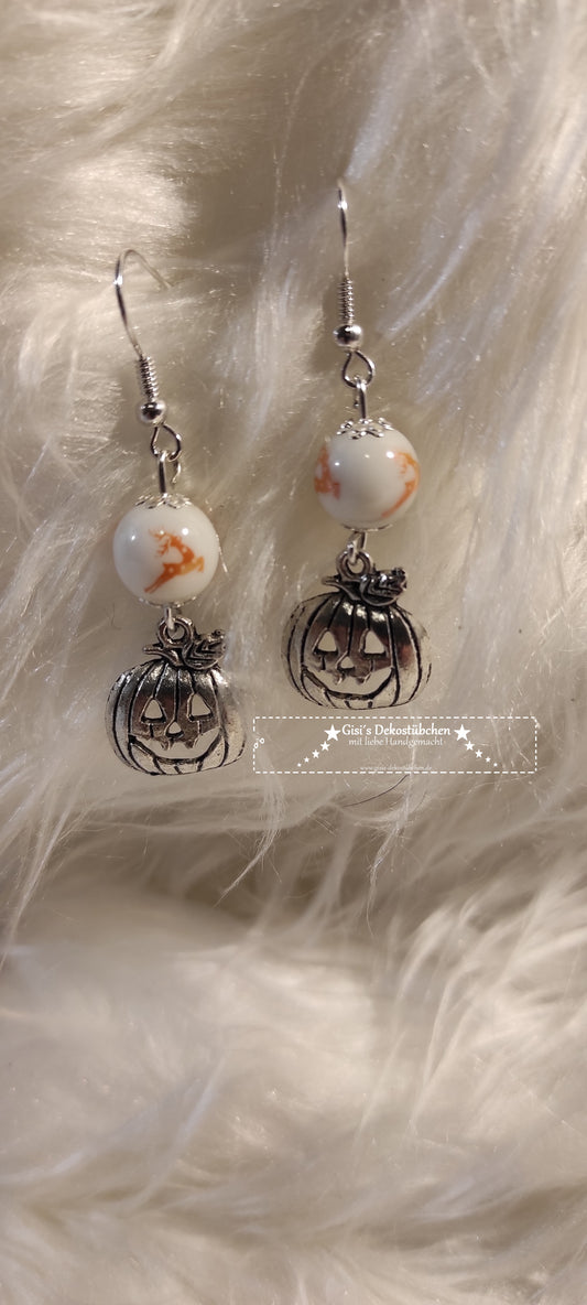 silberne Kürbis Ohrringe für Halloween