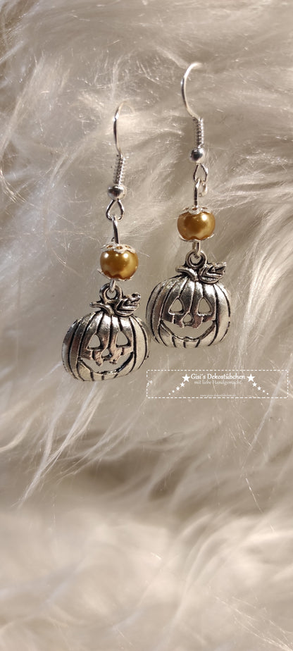 silberne Kürbis Ohrringe für Halloween